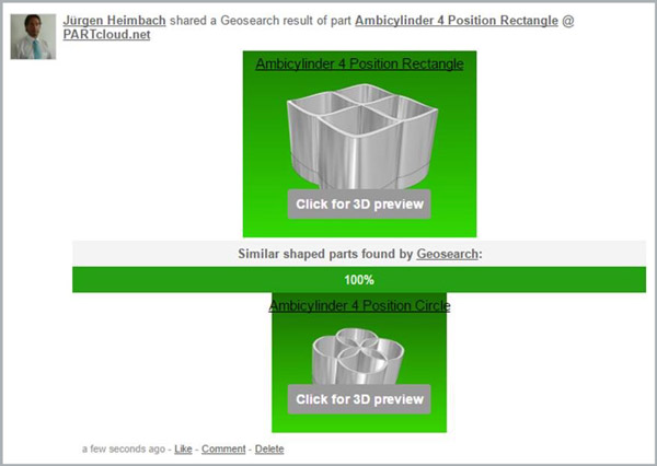 Also with CADENAS’ exchange platform for parts, PARTcloud.net, you now have the option to find CAD models by means of similar geometric data.