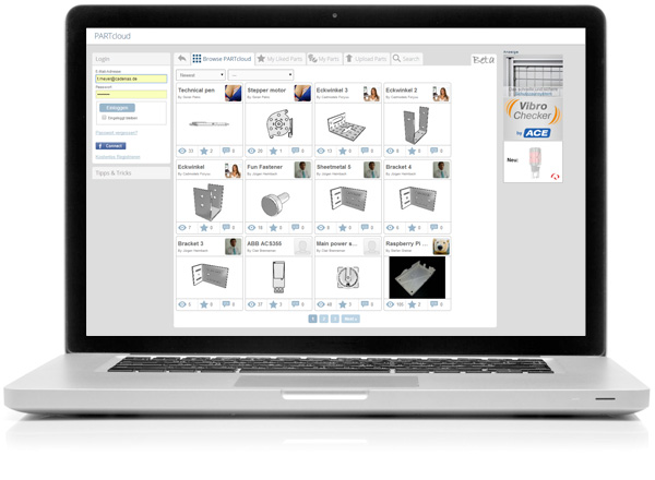 Neue PARTcloud Funktion des 3D CAD Downloadportals PARTcommunity by CADENAS